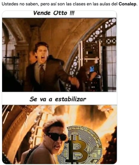 Memes sobre minado de criptomonedas en el Conalep