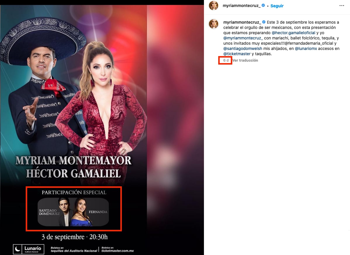 Myriam; primera vez que anunció concierto en el Lunario.