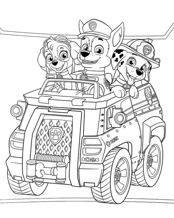Dibujos de Paw Patrol de vacaciones para colorear