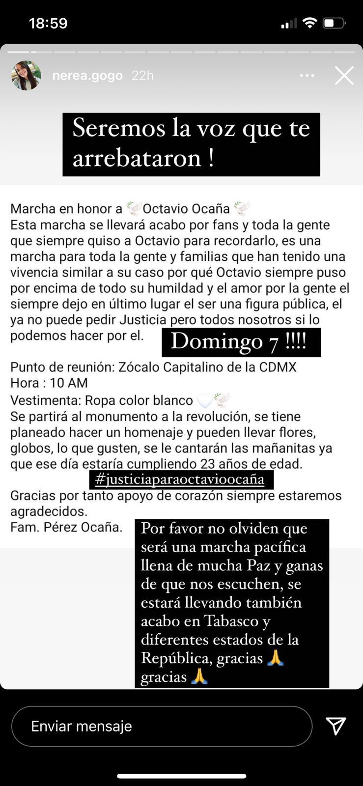 Novia de Octavio Ocaña dice que con la marcha le darán al actor la voz que le arrebataron