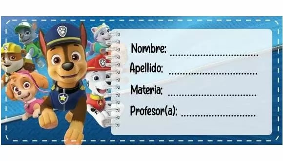 Etiquetas escolares para imprimir de Paw Patrol