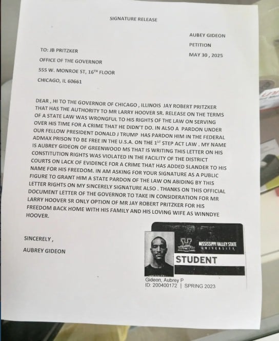 Carta de Aubrey Gideon