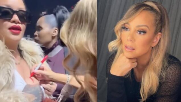 Rihanna le ofrece su pecho a Mariah Carey para que se lo firme (VIDEO)