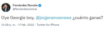 Tuit de Gerardo Fernández Noroña