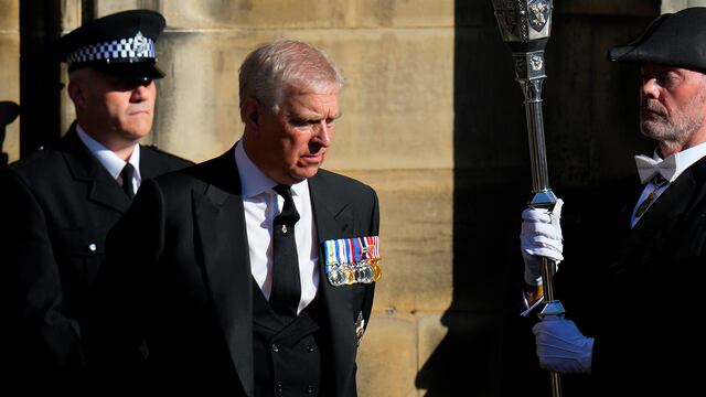 El príncipe Andrés en el funeral de la reina Isabel II