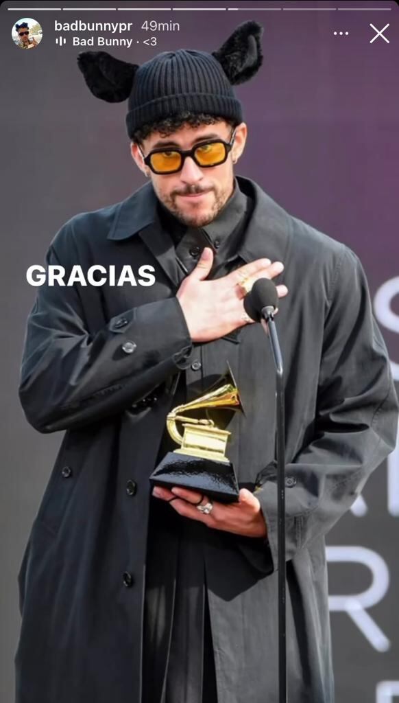 Bad Bunny agradece por Premio Grammy