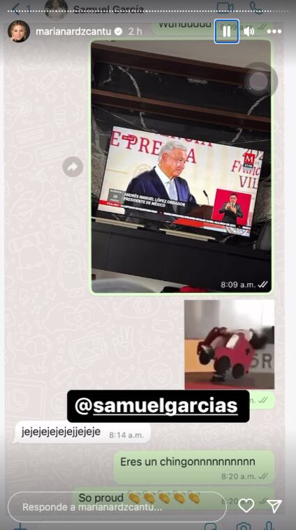 Mariana Rodríguez presume a Samuel García por hazaña con Tesla