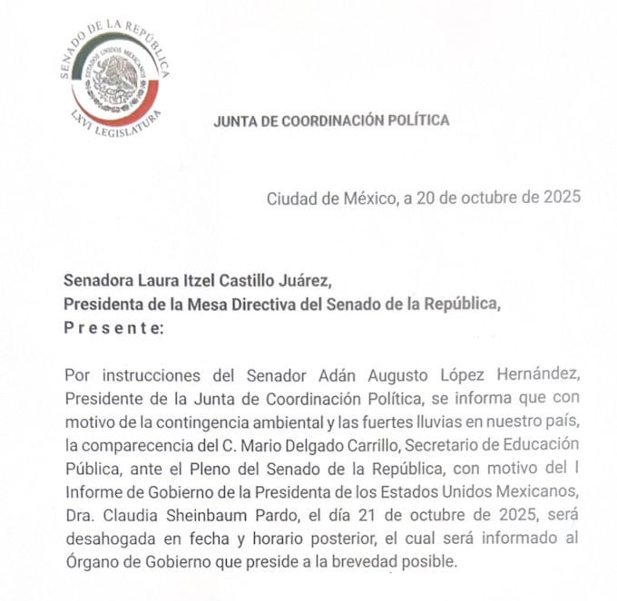 Aplazan comparecencia de Mario Delgado en el Senado
