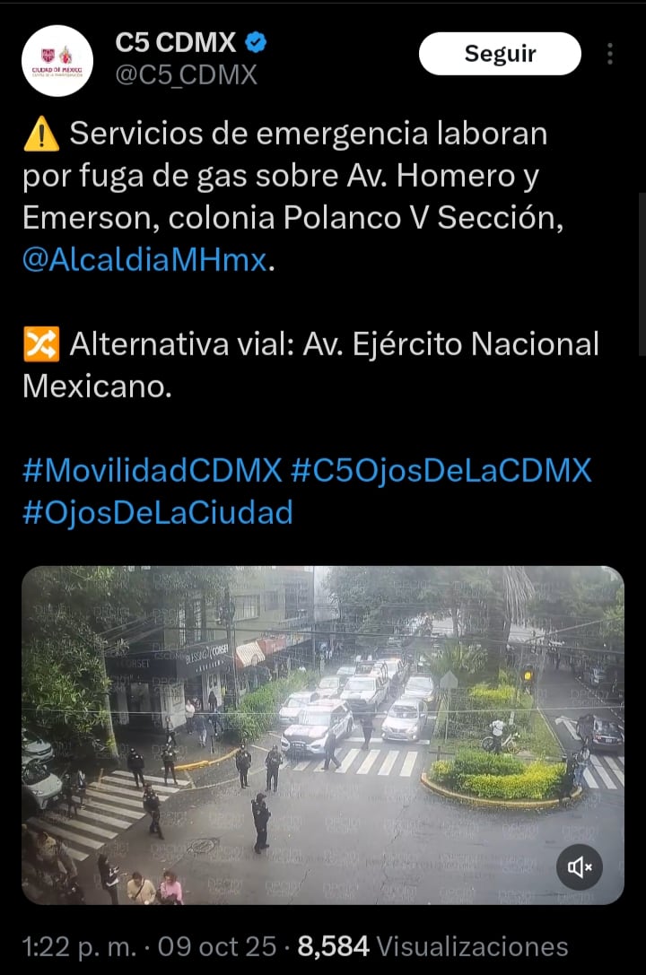 Fuga de gas Polanco