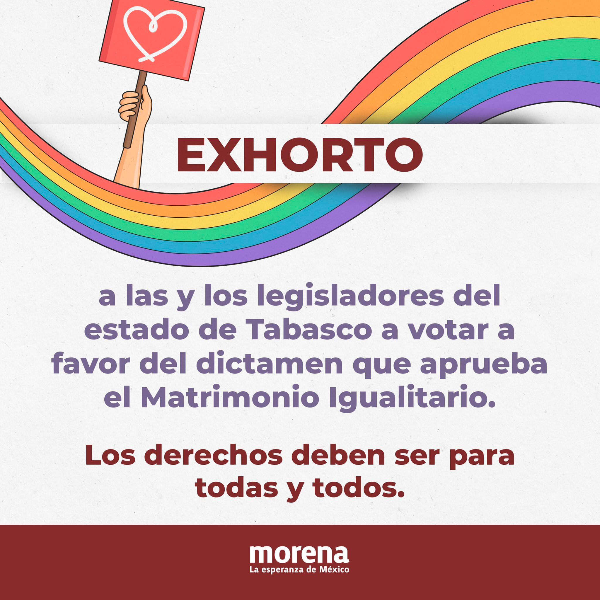 Morena hace llamado para que se apruebe matrimonio igualitario en Tabasco