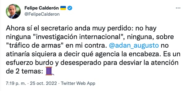Felipe Calderón responde a Adán Augusto López