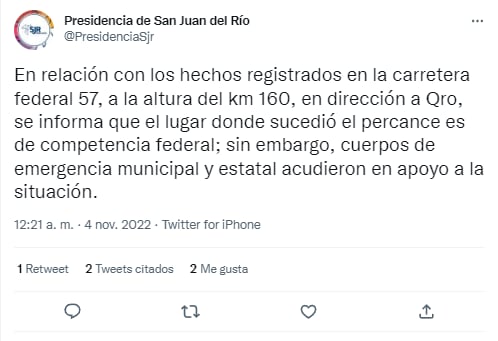 Presidencia de San Juan del Río se pronuncia por choque en Autopista México-Querétaro; hay 2 muertos y 21 heridos
