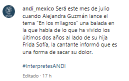 Alejandra Guzmán lanzará canción que habla de su relación con Frida Sofía.