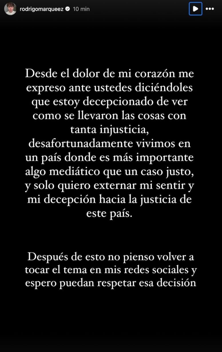 Rodrigo Márquez, hermano de Fofo Márquez, está decepcionado con la justicia de México