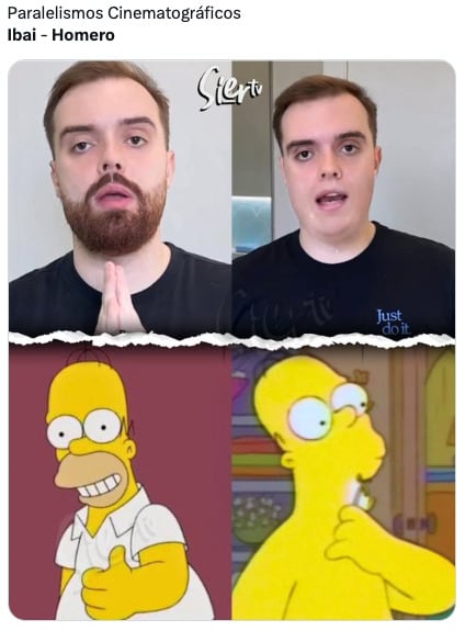 Comparan a Ibai Llanos con Homero Simpson tras afeitarse