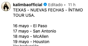 Kalimba pospone sus conciertos en Estados Unidos.