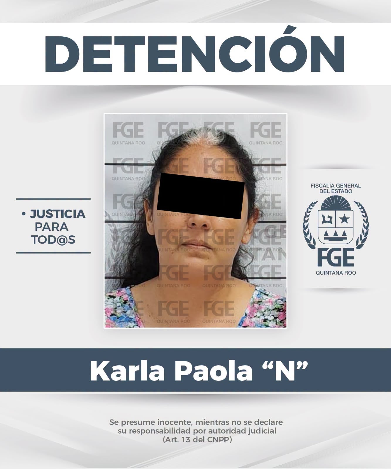 FGE de Quintana Roo detiene a Karla Paola "N" por el delito de extorsión.