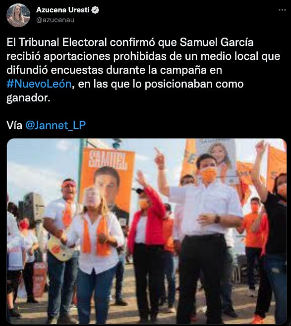 Milenio responde a Samuel García: el gobernador recibió aportaciones prohibidas de un medio local, en campaña