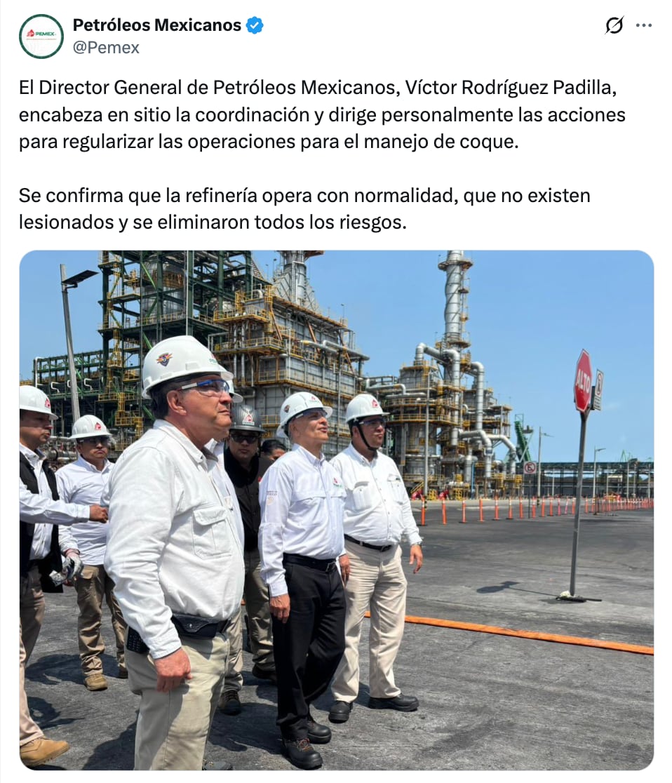 Refinería Dos Bocas reanuda operaciones tras incendio