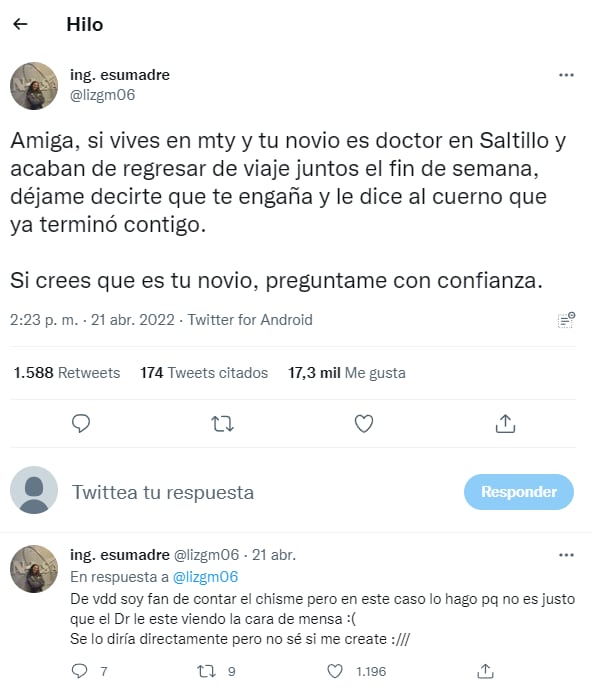 Exhibe a doctor infiel en Twitter