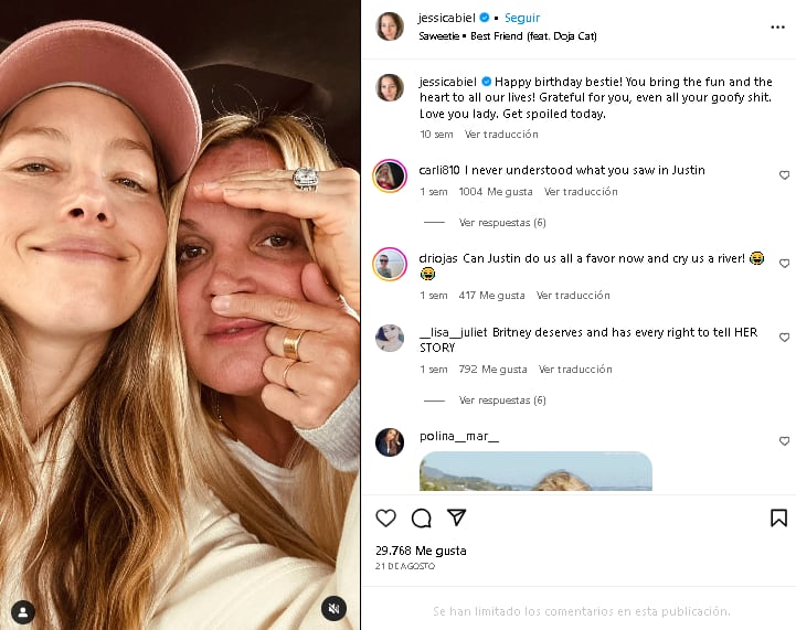 Esposa de Justin Timberlake también sufrió consecuencias por el tema Britney Spears.