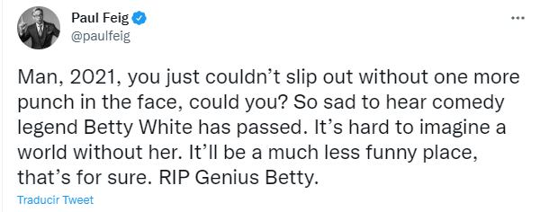 Paul Feig reacciona a la muerte de Betty White