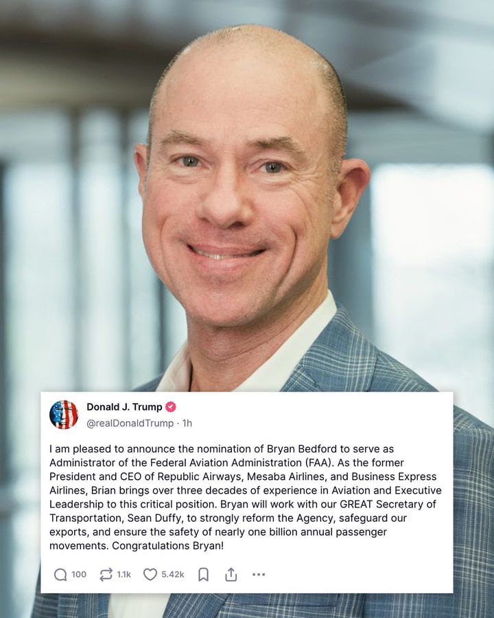 Bryan Bedford nominado para la administración de la FAA por el gobierno de Trump