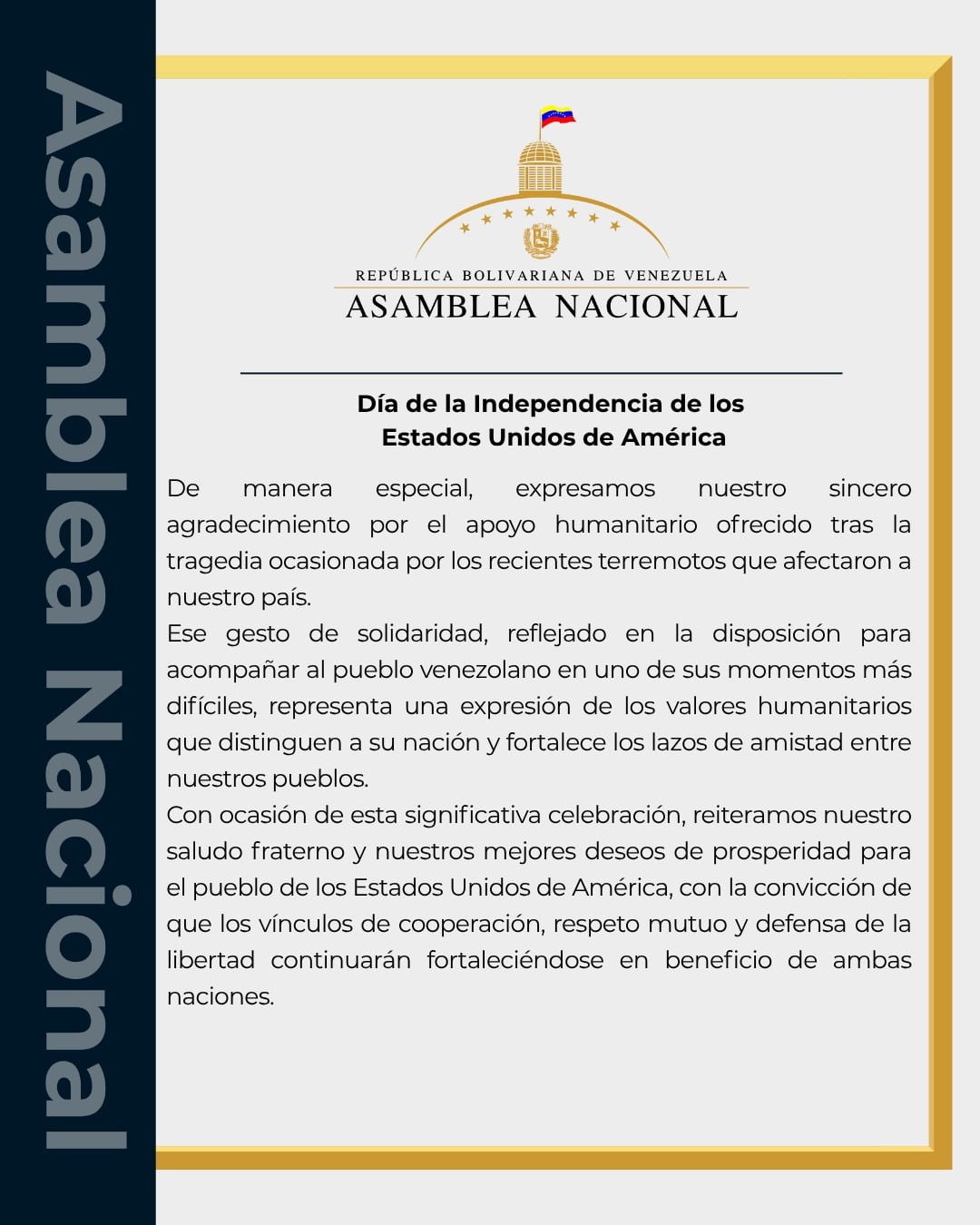 Pocos lo esperaban: Venezuela felicita a Estados Unidos por el Día de la Independencia