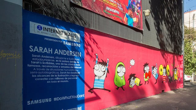 El mural de Sarah Andersen en la CDMX antes de la intervención.