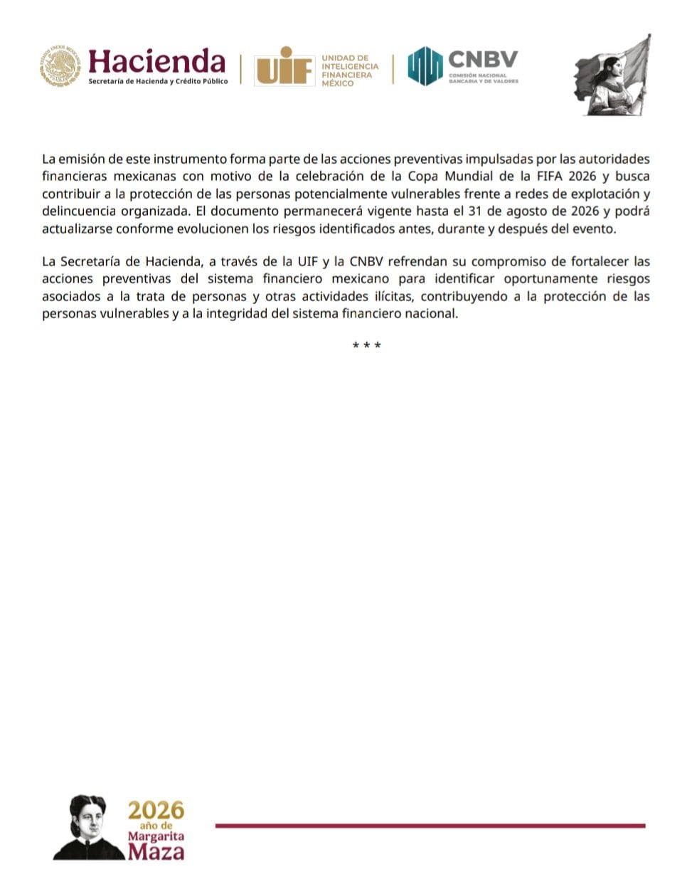 Alerta de UIF y CNBV