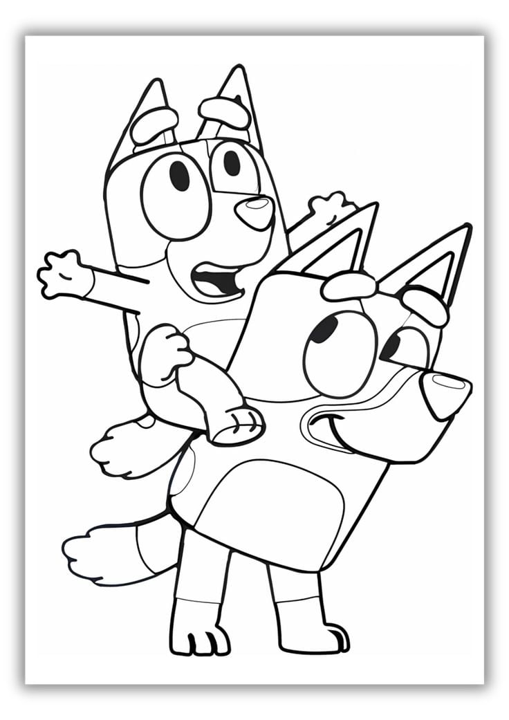 Dibujos del Día del Padre con Bandit y Bluey para colorear