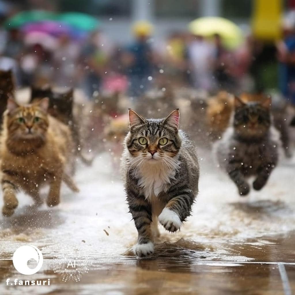 Carrera de gatos hechas por imágenes por inteligencia artificial