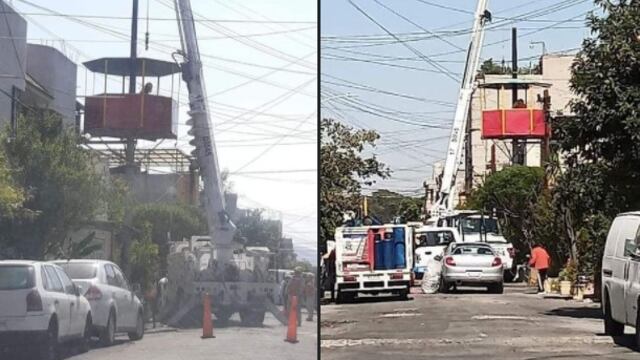 Salón de fiestas puesto en poste de luz de la CFE