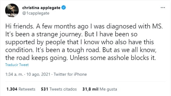 Christina Applegate revela que tiene esclerosis múltiple