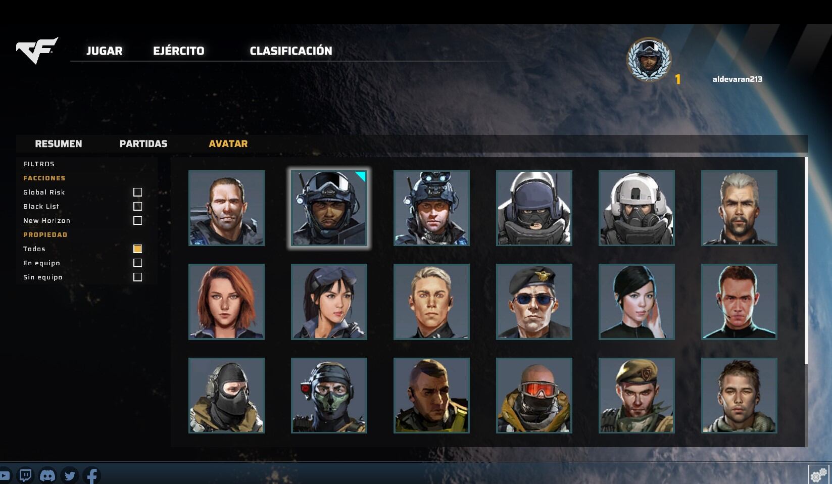 Selector de perfil Crossfire Legion