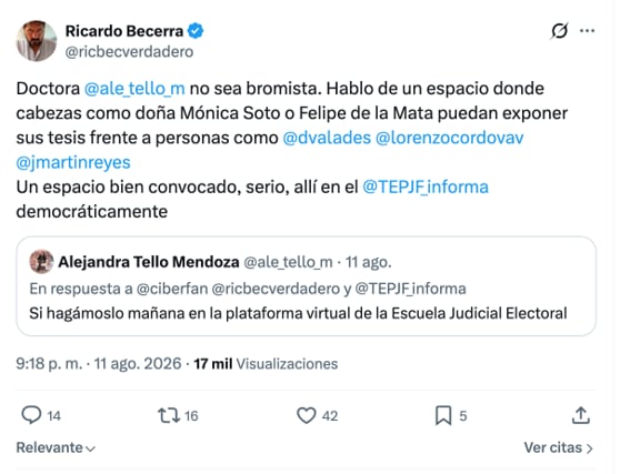 Respuesta a post de X de Alejandra Tello