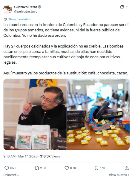 Tensión regional: Petro acusa bombardeos desde Ecuador contra Colombia