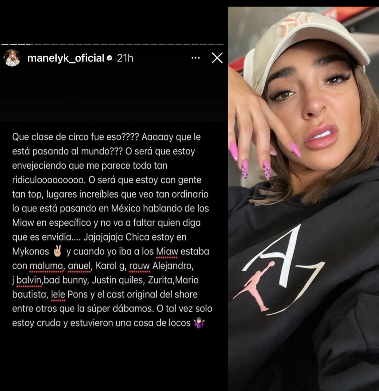 Manelyk González critica a los MTV Miaw 2022