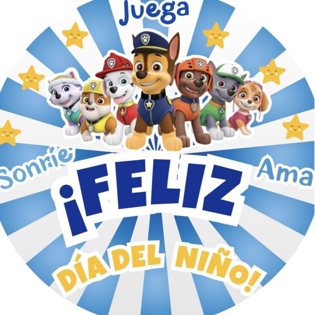 Tarjeta de Paw Patrol para el Día del Niño azul