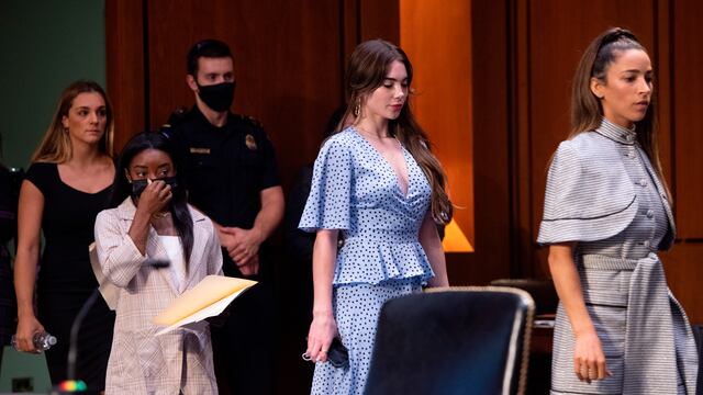 Gimnastas Maggie Nichols, Simone Biles, McKayla Maroney y Aly Raisman