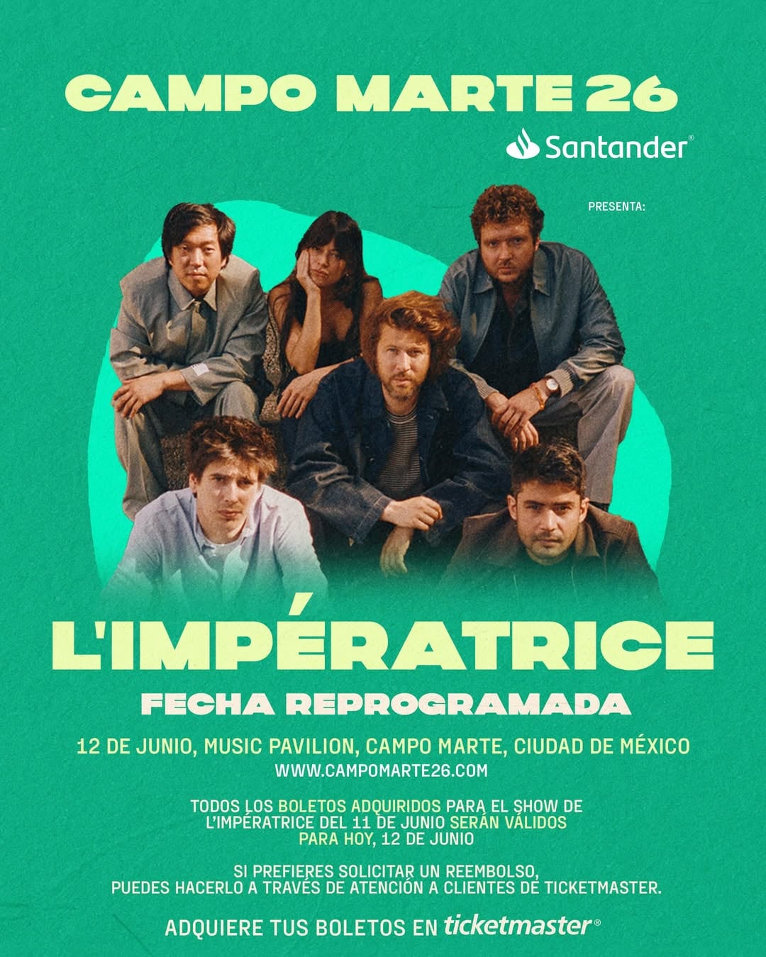 Por lluvias, L’Impératrice reprograma concierto en Campo Marte 26 para este 12 de junio