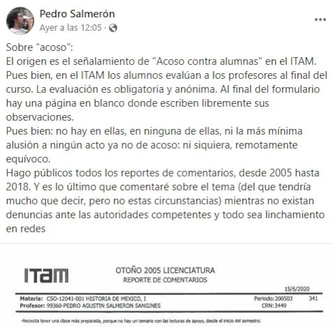 Pedro Salmerón rechaza denuncias