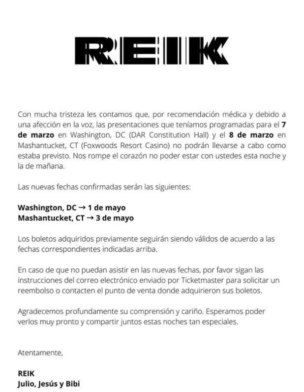 Fotos de Jesús Navarro en el hospital provocan cancelación de conciertos de Reik