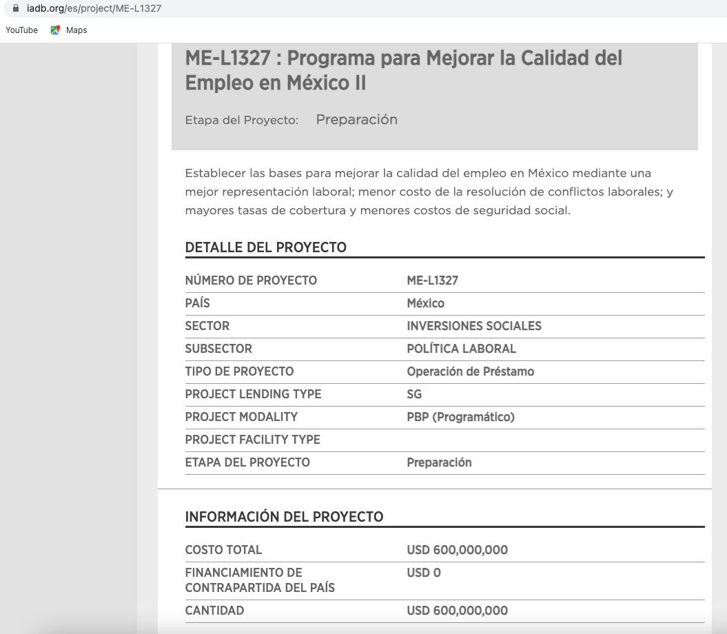 México solicita préstamo de 600 millones de dólares BID