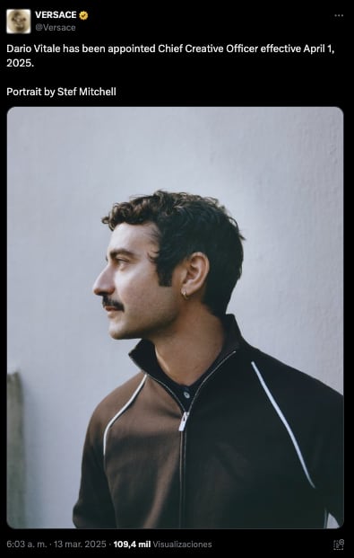 Dario Vitale es el nuevo director creativo de Versace