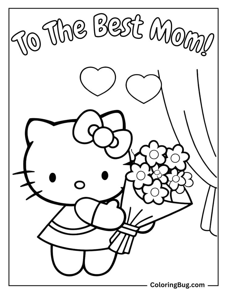 Dibujos de Hello Kitty y su mamá para colorear