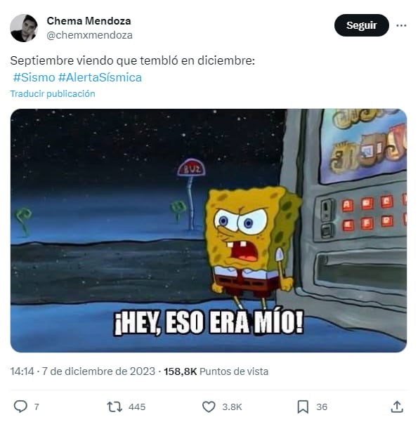 Memes por el sismo de hoy 7 de diciembre