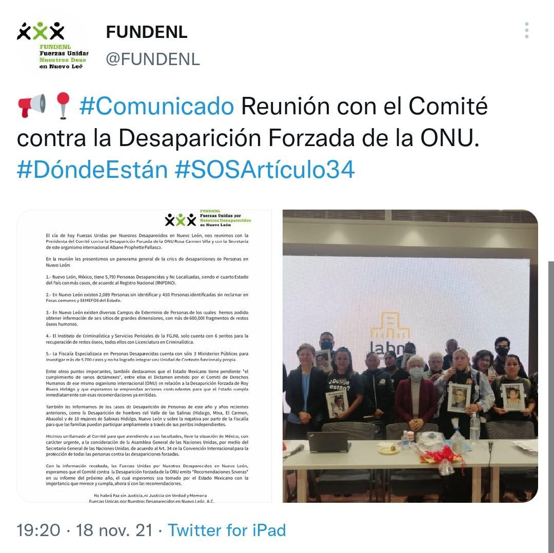 Comunicado del Fundenl