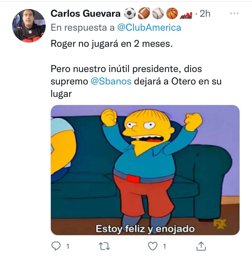 Los aficionados recordaron que con la ausencia de Martínez, Juan Otero podría tener cabida en América.