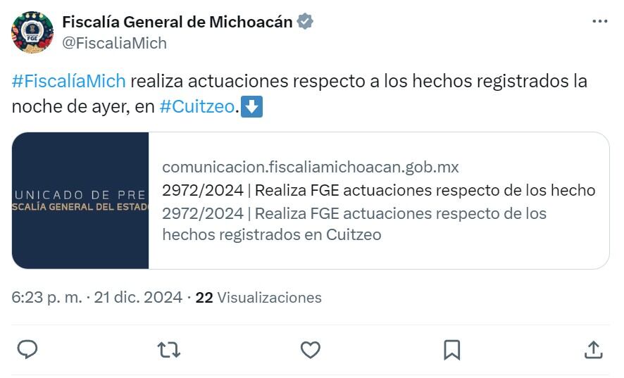 Cuitzeo, Michoacán, hoy sábado 21 de diciembre